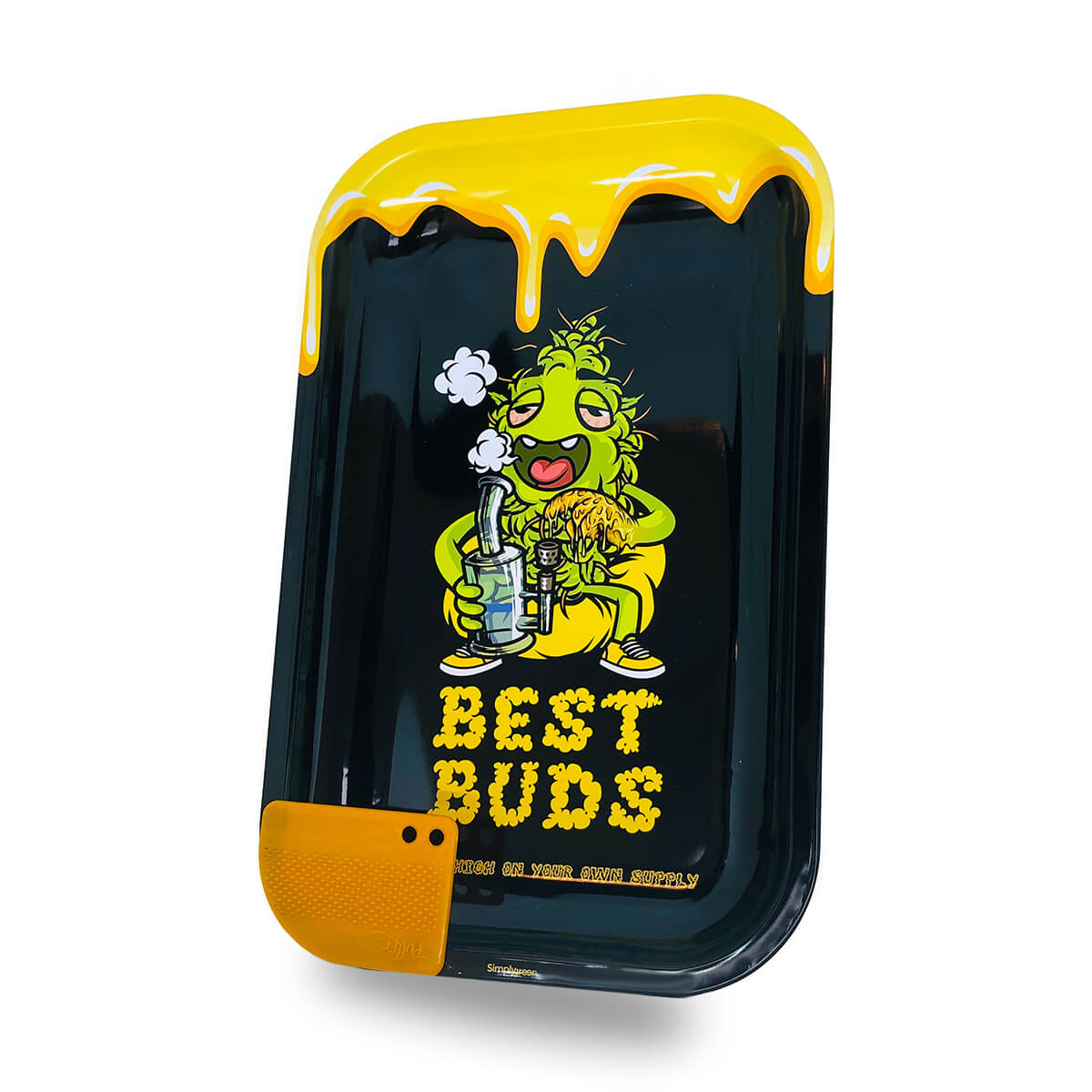 wholesale-best-buds-tray-dab-large Best Buds Dab Large Metal Rolling Tray with Magnetic Grinder Card - Image 1