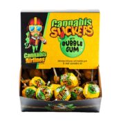 Cannabis Airlines Cannabis Suckers Lollipops with Bubble Gum (50pcs) - Image 2