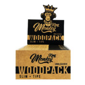 Monkey King Woodpack Unbleached Rolling Papers with Tips (24pcs/display) - Image 2