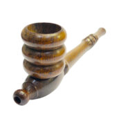 Handcrafted Wood Triple Bubble Brown Smoking Pipe 13cm - Image 3