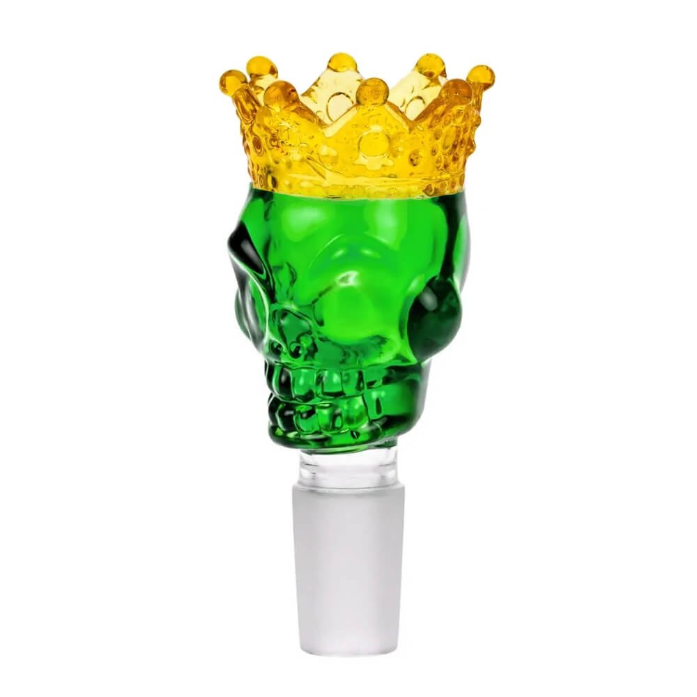 glass-bowl-skull-crown wholesale Skull Crown Green Glass Bong Bow