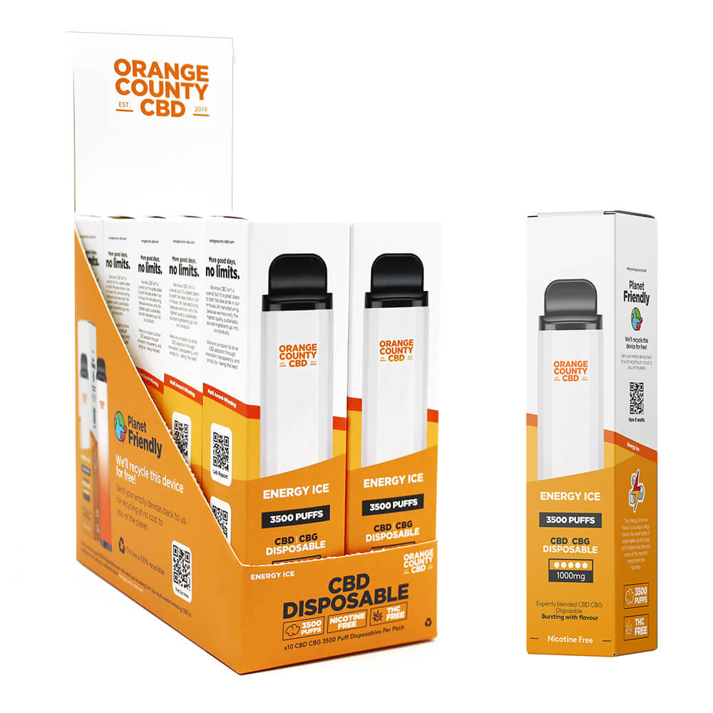 wholesale-orange-county-cbd-energy-ice Orange County CBD 10ml Disposable Vape Pen Energy Ice 600mg CBD + 400mg CBG - 3500 Puffs (10pcs/display) - Image 1