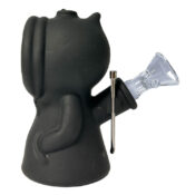 Black Death Silicone Pipe with Metal Spoon and Dab Container 11cm - Image 3