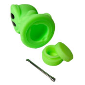 Green Death Silicone Pipe with Metal Spoon and Dab Container 11cm - Image 2