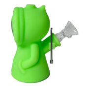 Green Death Silicone Pipe with Metal Spoon and Dab Container 11cm - Image 3
