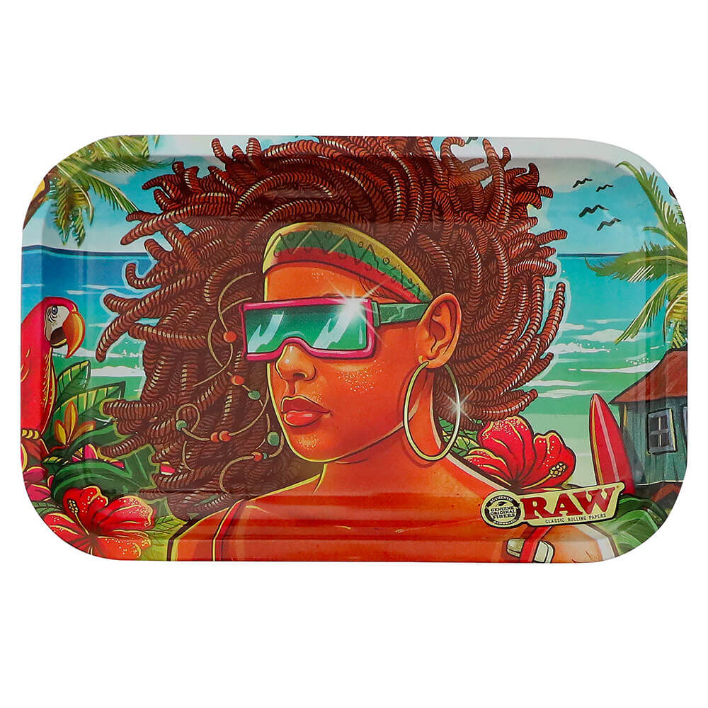 wholesale-raw-brazil-3-rolling-tray RAW Brazil 3 Medium Metal Rolling Tray - Image 1