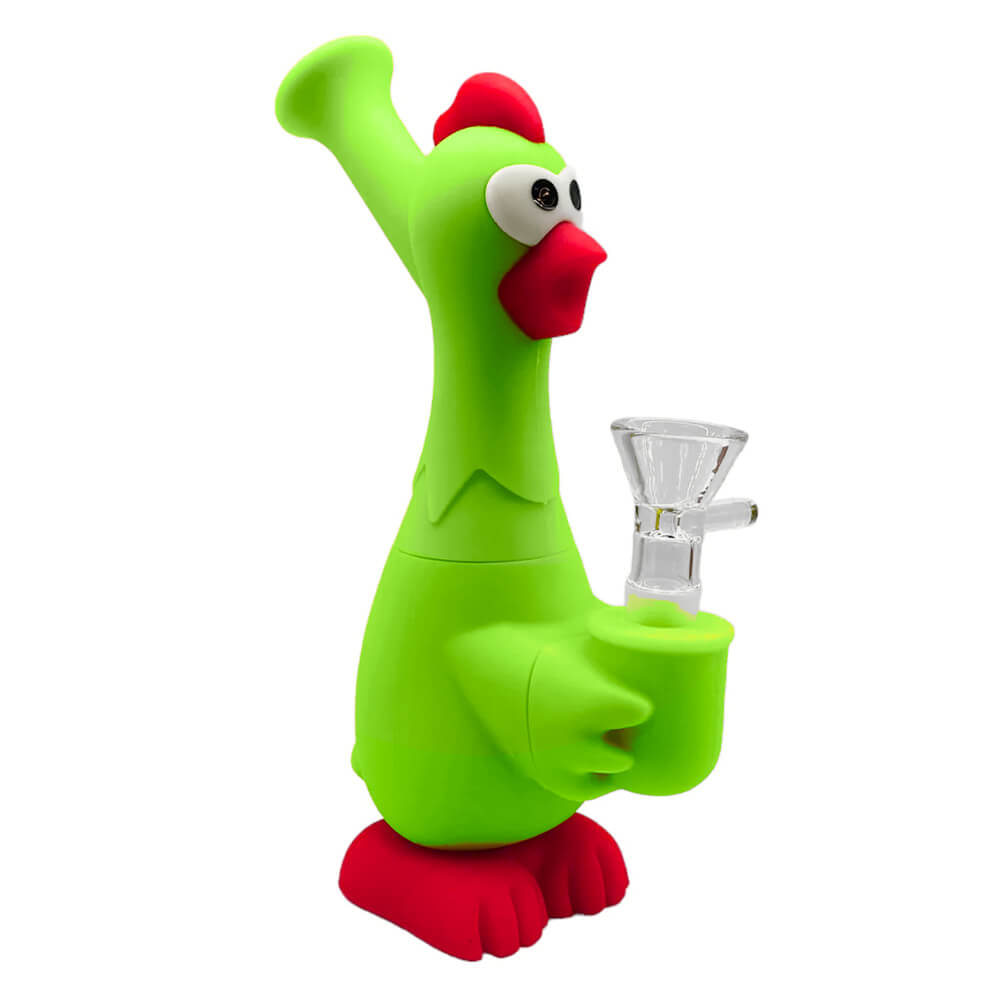wholesale-chicken-silicone-bong Chicken Silicone Bong Green 18cm - Image 1