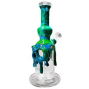 Handmade Skull Glass Clay Bong Blue 22cm - Image 2