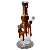 Handmade Skull Glass Clay Bong Brown 22cm - Image 2