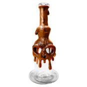 Handmade Skull Glass Clay Bong Brown 22cm