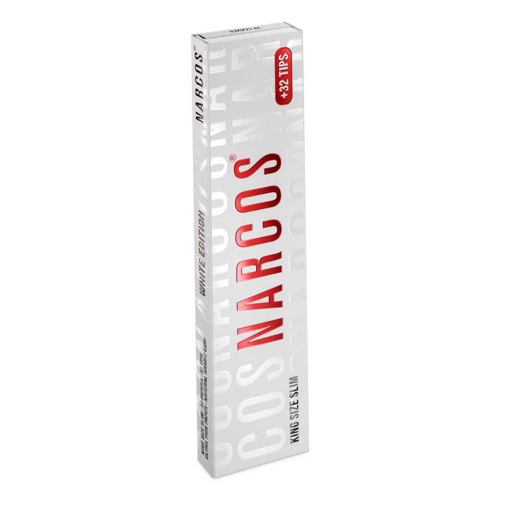 Narcos White Edition King Size Slim Rolling Papers + Tips (24pcs/display) - Image 2