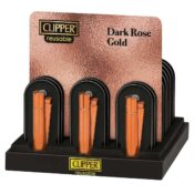 Clipper Dark Rose Gold Metal Lighters and Giftbox (12pcs/display)