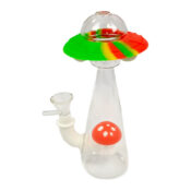 wholesale-mushroom-spaceship-glass-silicone-bong-glow-in-the-dark-18cm