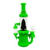 Rocket Ship Glass-Silicone Bong Green with Removable Pieces 23cm - Image 2