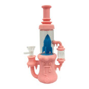 wholesale-rocket-ship-glass-silicone-bong-pink-with-removable-pieces-23cm-1