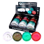 Champ High Plastic Grinder Rainbow 3 Parts - 61mm (12pcs/display) wholesale-champ-high-plastic-grinder-rainbow-3-parts-61mm-12pcs-display