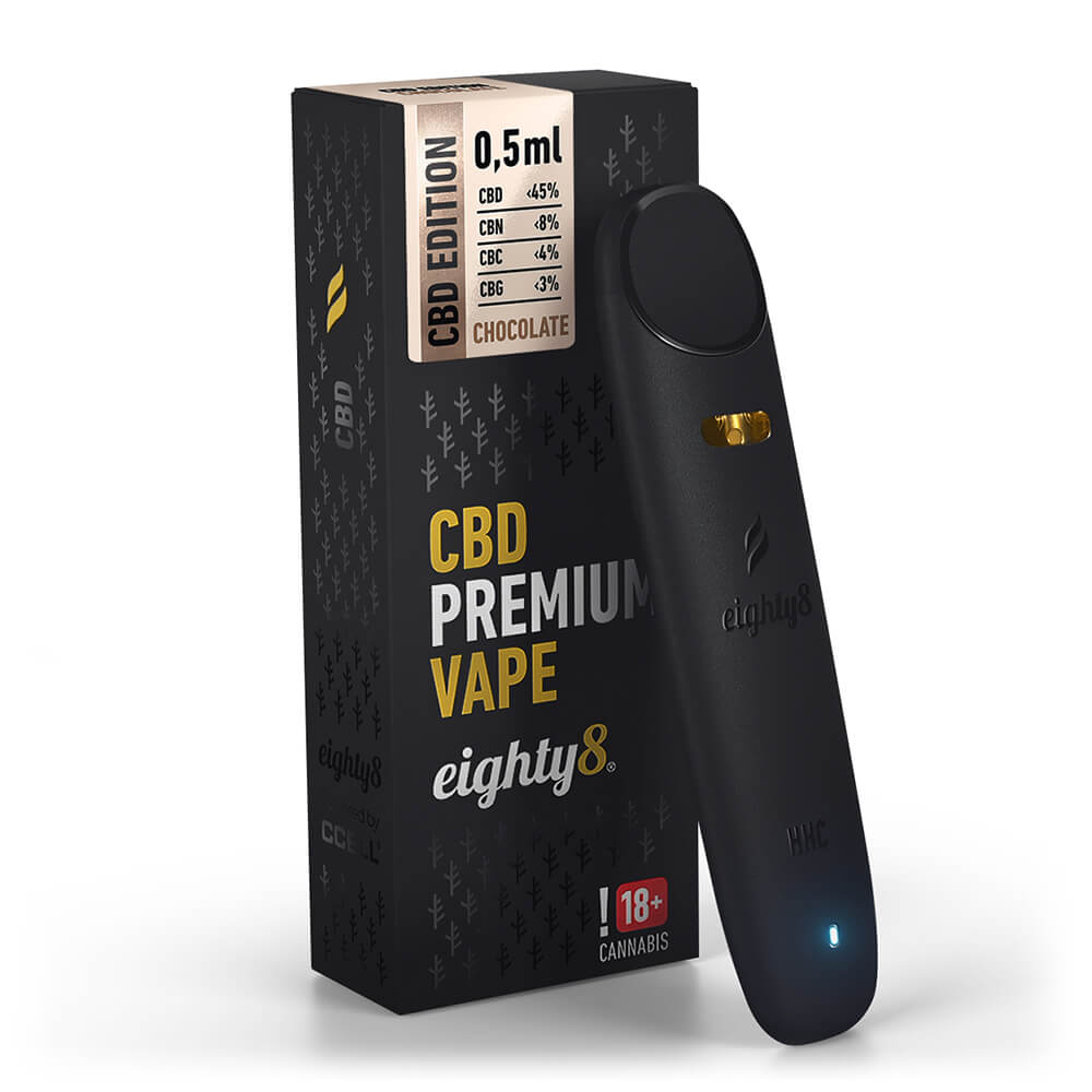wholesale-eighty8-cbd-vape-chocolate-05-ml.jpg Eighty8 Chocolate 45% CBD Vape (10pcs/display) - Image 1