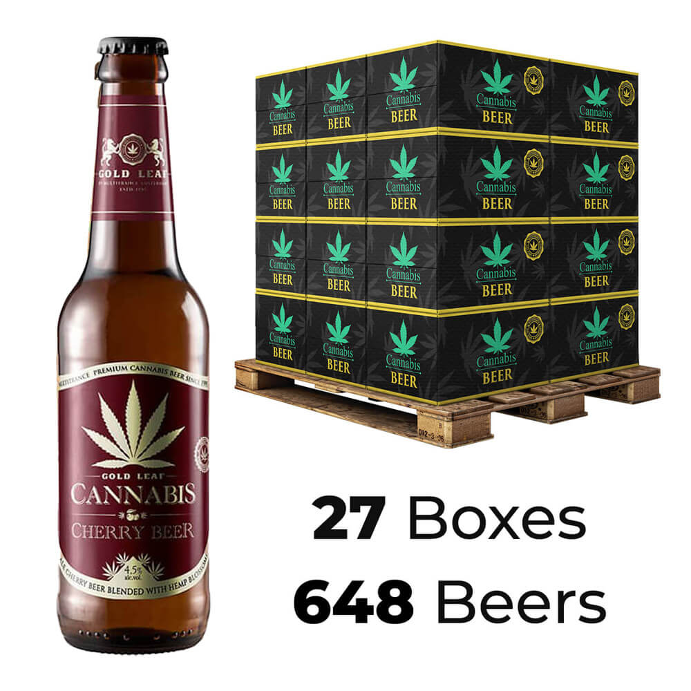 wholesale-cannabis-cherry-beer-4-5-gold-leaf-330ml-27boxes-648beers-1 Cannabis Cherry Beer 4.5% Gold Leaf 330ml (27boxes/648beers) - Image 1
