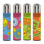 wholesale clipper lighters happy stamps 24pcs display