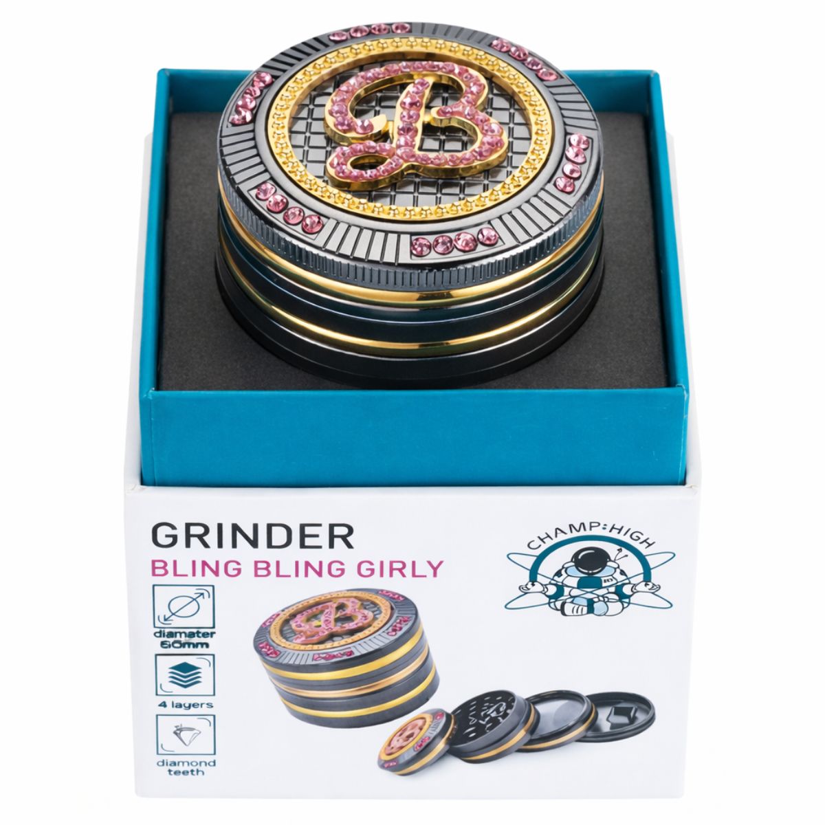 Wholesale-Champ-High-Bling-Bling-Girly-Grinder Champ High Bling Bling Girly Grinder - Image 1