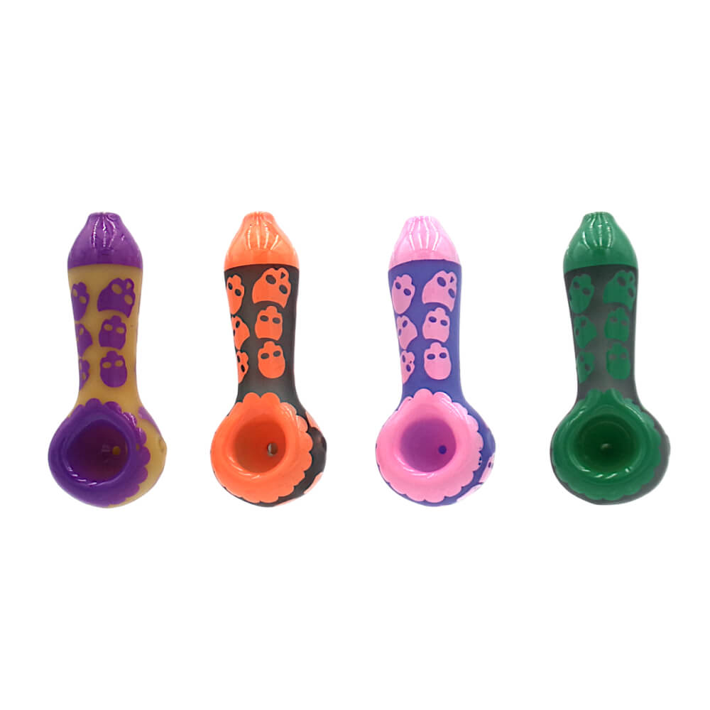 Wholesale Skull Pattern Glass Pipe 10 cm-5 Wholesale Skull Pattern Glass Pipe 10 cm-5