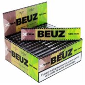 Beuz Xtra Slim Long Brown Unbleached Rolling Papers 125mm + Tips 24 Booklets