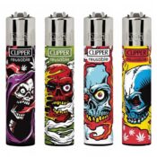 Clipper Lighters Classic Weed Skulls (24pcs/display)