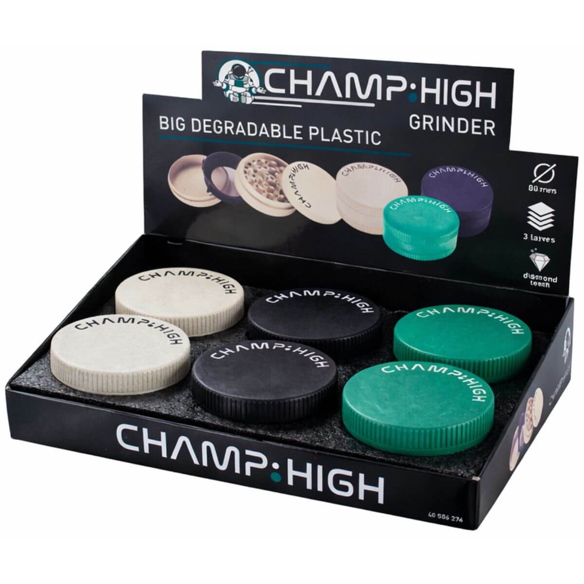 Champ High Big Degradable Plastic Grinder Champ High Big Degradable Plastic Grinder 80mm (6pcs/display) - Image 1