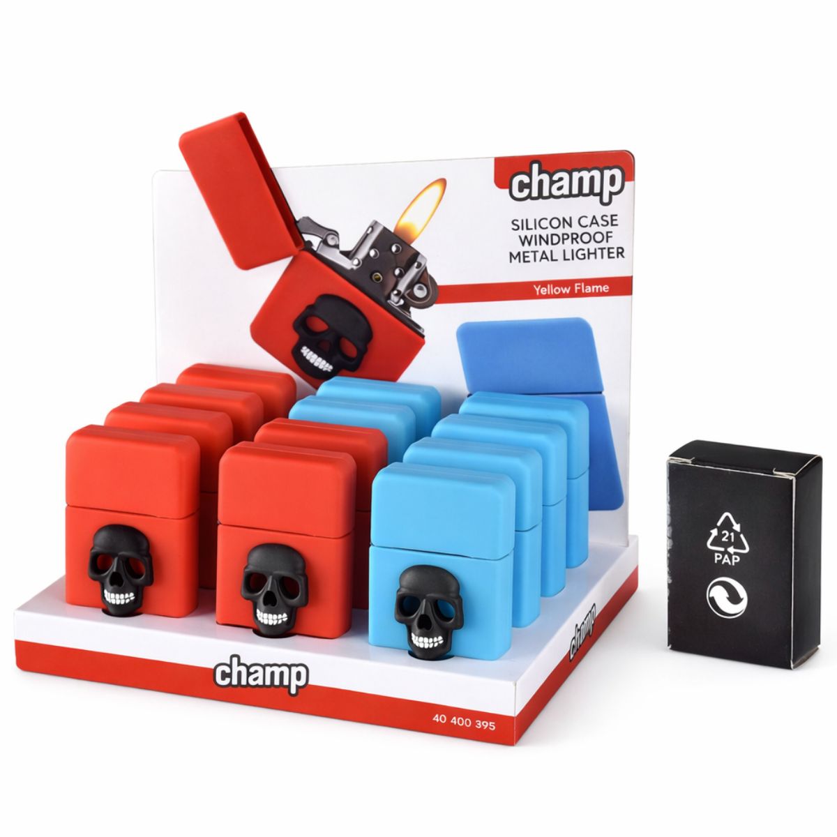 Champ High Skull Silicon Case Windproof Metal Lighter (12pcsdisplay) Champ High Skull Silicon Case Windproof Metal Lighter (12pcs/display) - Image 1